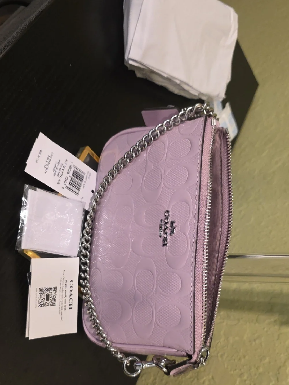 Coach Lavender/Purple Patent Mini Wristlet with Chain Strap - NWT - Picture 7 of 13